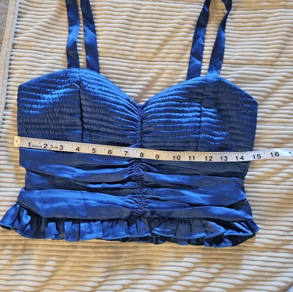 BOG Collective Blue Ruched Tank Top Size L - Picture 8 of 10